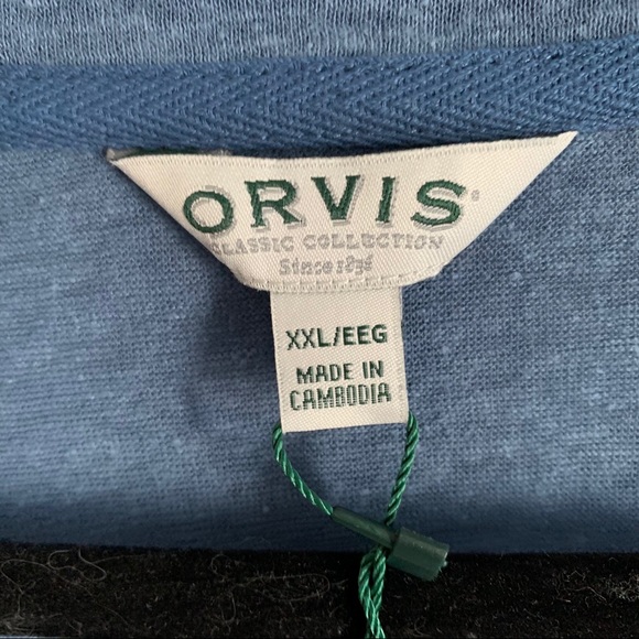 Orvis XXL 3/4 Sleeve V-Neck Linen Blend T-Shirt - Picture 4 of 10